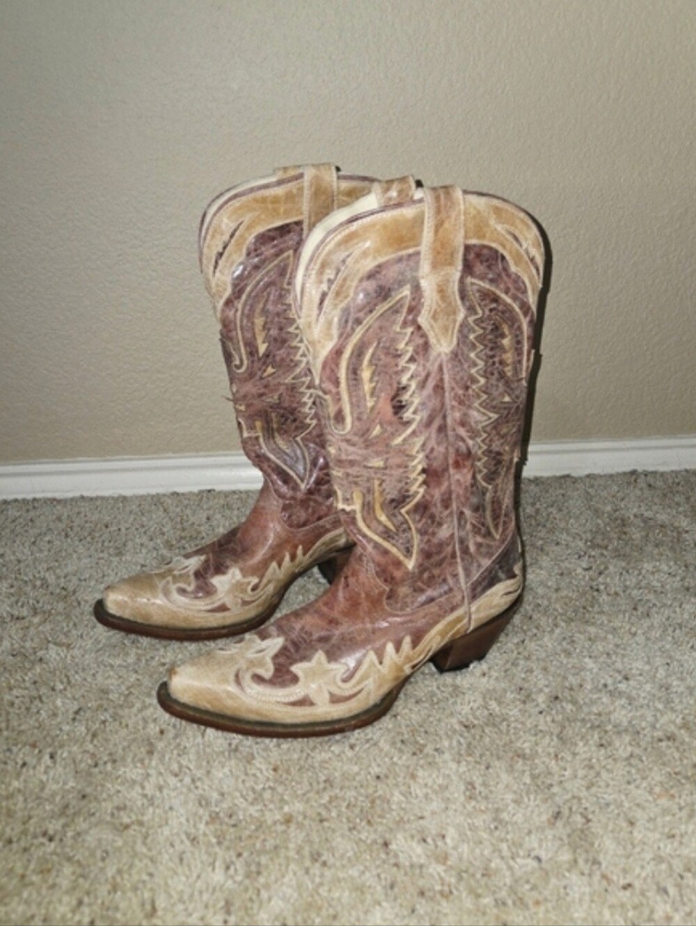 Corral Women's Crackle Distressed Cowboy Western Boots SZ 10M (R2227)